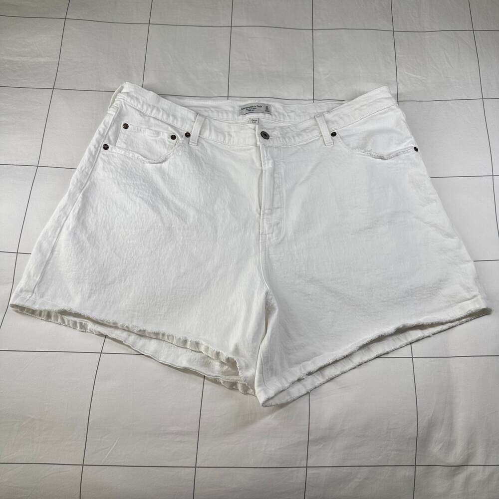 Abercrombie & Fitch Womens 35 White Dad Denim High Rise Curve Love Casual Light